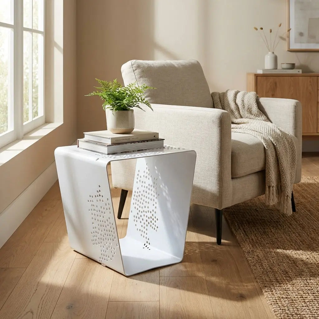Perforated Geometric Side Table - Duo Set The Story Kiln