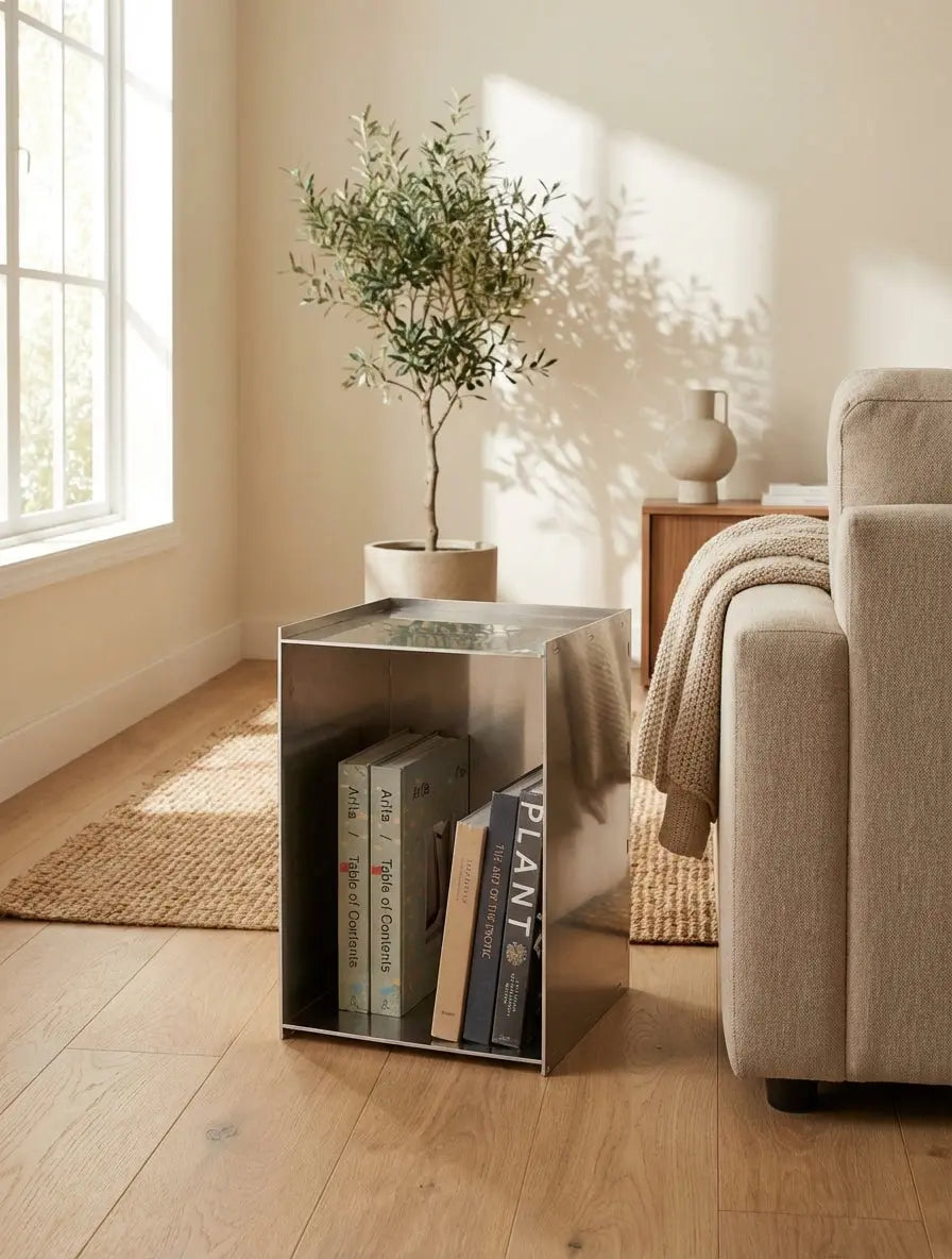 Monolith Stainless Side Table - Compact The Story Kiln